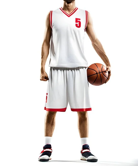 player wearing white color basketball uniform designed by Humex Apparel
